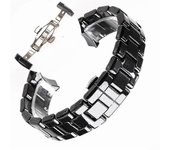 Wwxx Correa de cerámica de 18 mm y 22 mm para reloj Armani Ar1400 Ar1410 Ar1402 Ar1401 Hombre Mujer Pulsera Cinturón Negro Blanco Botón de mariposa...