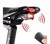 Alarma antirrobo Bicicleta Luz trasera Advertencia recargable Bocina eléctrica con mando a distancia