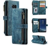 para Samsung Galaxy S8 Zipper Pocket Wallet Case PU Foldable Phone Shell con múltiples ranuras para tarjetas