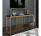 Pasillo delgado Consola de mármol Sofá industrial estrecho Mesa auxiliar Entrada Almacenamiento de oficina Marco dorado Negro 120x30x78.5cm