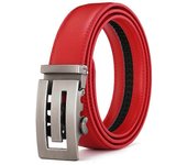 Cinturón de cuero para hombre Cinturón automático de negocios Marca de lujo Diseñador Piel de vacuno blanco Cinturones de trinquete para hombre roj...