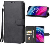 Para funda de teléfono de cuero TCL 505 Negro