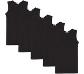 A2Z 4 Kids Niños Niñas Camiseta sin mangas de moda 100% algodón grueso 2-13 años Paquete de 5 Negro 5-6 Years