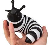 Fidget Slug Toy Articulating Stim Toy Blanco/Negro,Pop It Slug 3D Printed Articulated Slug Fidget Toy,Juguetes Sensoriales De Alivio De Estrés Jugu...
