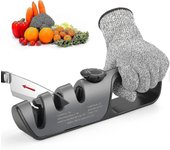 Afilador de cuchillos de cocina Afilador de cuchillos profesional, afilador de cuchillos con borrador antideslizante para cuchillos Santoku, cuchil...