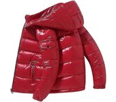 Chaqueta shiny down chaqueta de invierno de los hombres stand collar down chaqueta con capucha Rojo M