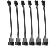 Cable adaptador de ventilador estándar PWM de 4 pines a 3 pines de 6 piezas negro