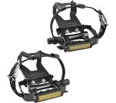 Pedales de bicicleta con clips y correas, para bicicleta de spinning, bicicleta estática y al aire libre