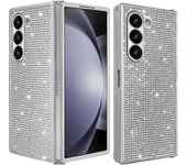 Funda Sparkle Glitter para Samsung Galaxy Z Fold 6 con cadena de mano, diseño antideslizante a prueba de golpes para mujer Blanco For Galaxy Z Fold 6
