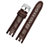 21 MM Correa de Correa de Reloj de Cuero Suave Grano de Cocodrilo Vintage para Swatch YRS403 Marrón 1