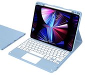 Para iPad Pro 13 (2024) M4 Cubierta de soporte de cuero táctil para tableta + Teclado Bluetooth X7 Touchpad - B Multicolor Blue