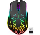 Ratón gaming, ratón inalámbrico honeycomb recargable Wireless Gaming Mouse con luz Rgb / receptor USB / cable usb / Dpi ajustable, ratones ópticos ...
