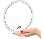 Espejo de aumento de 20X con ventosas (redondo de 15 cm) - Perfecto para espejo de maquillaje - Depilación - Depilación - Depilación de puntos negr...