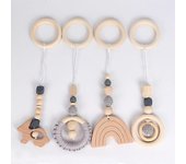 4 piezas / set Juguetes sensoriales para bebés Juego Gimnasio Marco Actividad Colgantes Fitness Rack Decoraciones Cochecito Adornos Gris