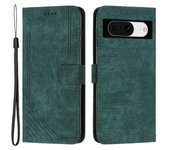 Flip Case for Google Pixel 8 Skin-touch Stand Imprinted Lines Wallet Anti-drop Phone Cover