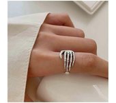 Tsim Anillos de mano de calavera gótica Anillos de dedo de mano de esqueleto vintage Anillo de nudillo de mano de esqueleto Anillos de miedo punk J...