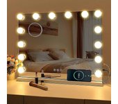 Maquillaje USB de espejo LED con luces encendidas 10 bombillas 3 modos de iluminación Espejo cosmético montado en la pared de mesa (solo luces)