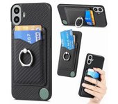 For Nothing CMF Phone 1 Estuche Ranuras para tarjetas Soporte para anillo Soporte de soporte Cubierta de teléfono - Negro Multicolor Black