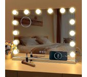 Maquillaje USB de espejo LED con luces encendidas 10 bombillas 3 modos de iluminación Espejo cosmético montado en la pared de mesa (solo luces)