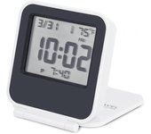 Pequeños relojes despertadores de viaje digitales, mini reloj de viaje a pilas con retroiluminación, mini reloj de temperatura plegable portátil co...