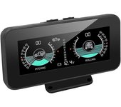 Smart Car Digital Inclinómetro Hd Lcd Display Car Tilt Pitch Angle Alarm Auto Hud con monitoreo de voltaje Negro