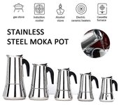 Olla de cafetera de estufa italiana Moka Espresso Percolator de acero inoxidable 2024 ~ 100ml2 cups