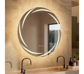 Espejo de baño LED redondo grande Llantas retroiluminadas Espejo de tocador iluminado más elegante Antivaho 60x60cm