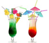 100 piezas pajitas de frutas pajitas de paraguas pajitas desechables pajitas de mesa Decoración bebidas tropicales para cocktai