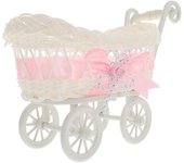 Parrot Toys Kids Wicker Doll Carriage Baby Shower Stroller Basket Vintage Wicker Pram Rattan Doll Stroller Rosa