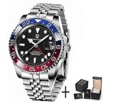 Versión V3 GMT Relojes Reloj mecánico automático de zafiro de lujo para hombre Reloj impermeable de acero inoxidable de 40 mm Jubileo azul rojo