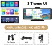 CarPlay inalámbrico de 10,26" y Android Auto Dash Cam ADAS Pantalla táctil DVR 4K Navegación GPS Tablero de control Grabadora de video 24H Park AUX...