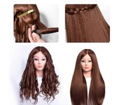 Se puede rizar con maquillaje 80% Peluca de cabello real Cabeza de muñeca Modelo falso Modelo de cabeza Modelo Cabello liso marrón 20 pulgadas BW