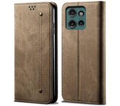 Para Motorola Edge 50 Neo 5G Funda Jeans Textura de tela Anti-arañazos Soporte de cuero Funda de teléfono Multicolor Style A