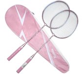 2pcs Raquetas de bádminton y bolsa de transporte Set de raqueta de bádminton set interior al aire libre Rosa