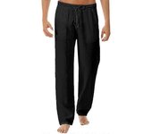 Pantalones de lino de algodón de cintura elástica para hombres Casual Beach Straight Leg Comfy Long Pantalones
