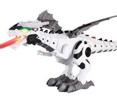 Robot de niebla que rocía dragón juguete niños que caminan fuego que respira dinosaurio con sonidos y luces de agua Blanco