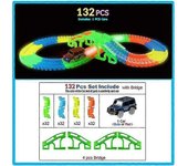 Glow Racing Track Set 5 Led Light Track Car Flexible Glowing Tracks Toy 162/165/220/240 Race Track Flexible Railway Led Car 128 piezas con 1car