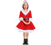 Niños Niñas Navidad Vestido con capucha Navidad Santa Claus Cosplay Party Mini Vestidos Disfraces Vestido de fantasía XL