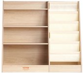 Succebuy Estantería de madera para niños de 4 niveles, estantería de cabestrillo de seis capas, estante para libros de almacenamiento para bebés, g...