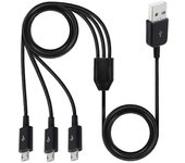 unbrand Cable divisor USB macho a tres micro USB 3 en 1 Cable de sincronización de datos Núcleo de cobre Negro