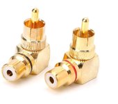 2X Conector macho a hembra de ángulo recto RCA de latón chapado en oro Adaptadores de 90 grados