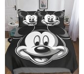 DSJackson Mickey Mouse Funda de edredón impresa en 3D Juego de ropa de cama con funda nórdica de dibujos animados de 3 piezas con microfibra con ci...