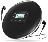 CD portátil Walkman Recargable Pantalla táctil inteligente Reproductor de CD Pantalla digital Altavoz estéreo para estudiante Negro