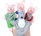 Augro Los tres cerditos y el juguete de la historia de la marioneta del dedo del lobo, muñeca de teatro de cuentos infantiles para niños pequeños (...