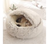 Cama Esponjosa Para Gatos, Redonda, Peluche Suave, Guarida Con Capucha, Cama Para Gatos, Para El Invierno, Cálida, Almohada Para Dormir, Antidesliz...