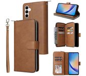 Para Samsung Galaxy A35 5G Funda con cremallera para teléfono de cuero con 9 ranuras para tarjetas Multicolor Style C