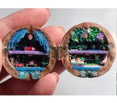 Casa De Muñecas De Cáscara De Nuez, Pequeño Mundo Dentro De Nueces, Casa De Muñecas De Cáscara De Nuez Hecha A Mano Mini Biblioteca, Resina Nut Sec...