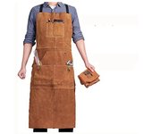 Delantal de soldador con delantal de trabajo de cuero ignífugo a prueba de calor, delantal de carpintero para hombres ajustable 42 * 24 pulgadas