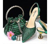 Zapato y bolso de diseño italiano en atractivos colores a juego - Bolso de mano a juego de zapatos de señora hechos a mano de alta calidad Verde 43