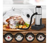 Kit de fumador de cóctel de pistola de fumar con astillas de madera, cúpula y tapa de taza, infusor de humo interior portátil para cocinar alimento...